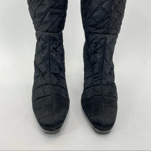 Miu Miu Tall Boots Size 38 1/2 Black - Picture 6 of 16
